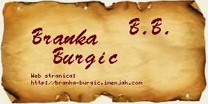Branka Burgić vizit kartica